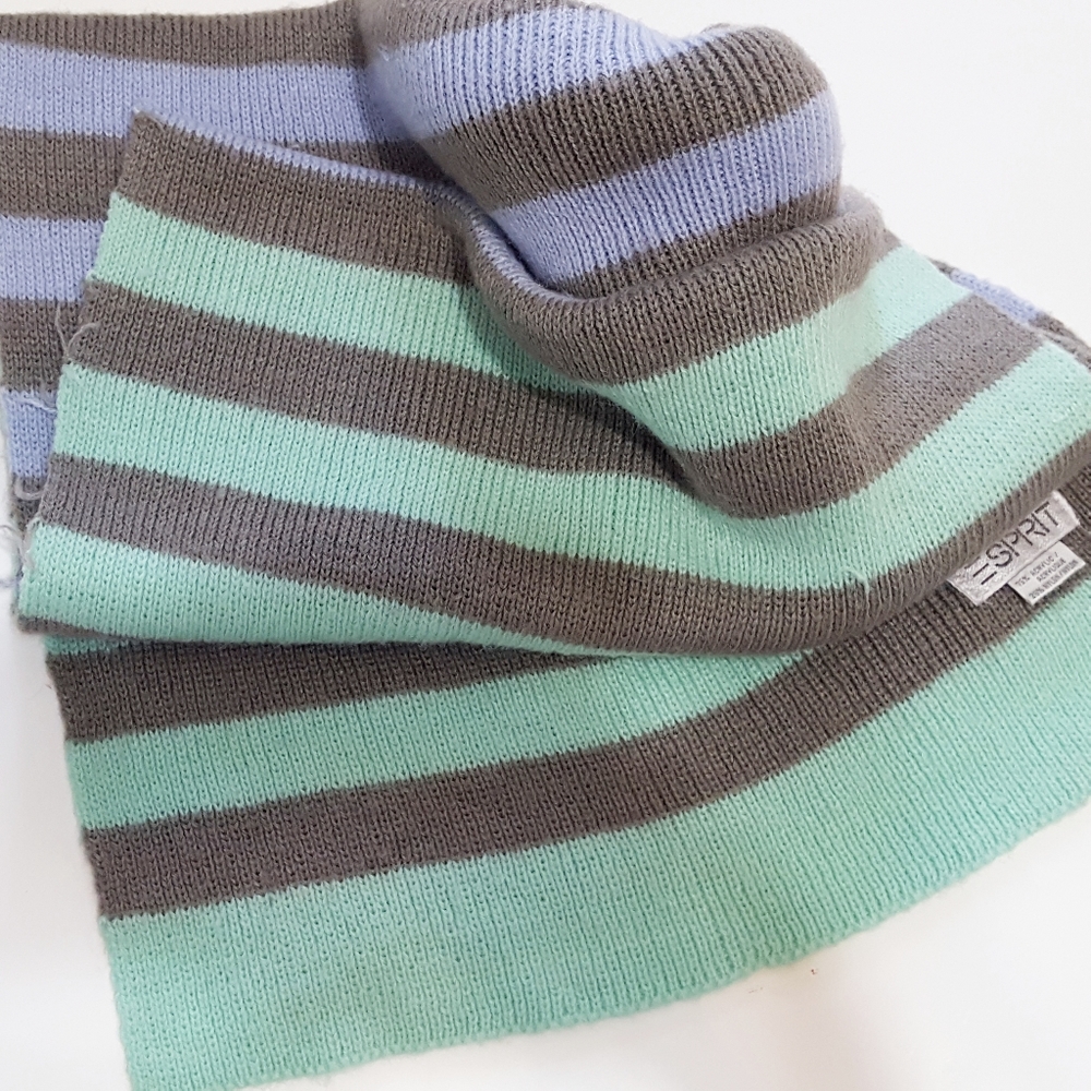 🔖Vtg 90's ESPRIT🎄Multicolor Stripes Knitted Chunky Long Winter Scarf - Picture 5 of 7
